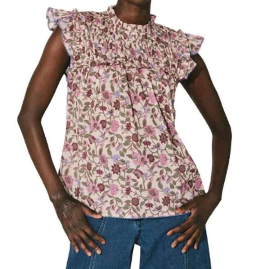 CLEOBELLA Virginia Blouse in Kaia Floral Print Size XL Organic Cotton Romantic